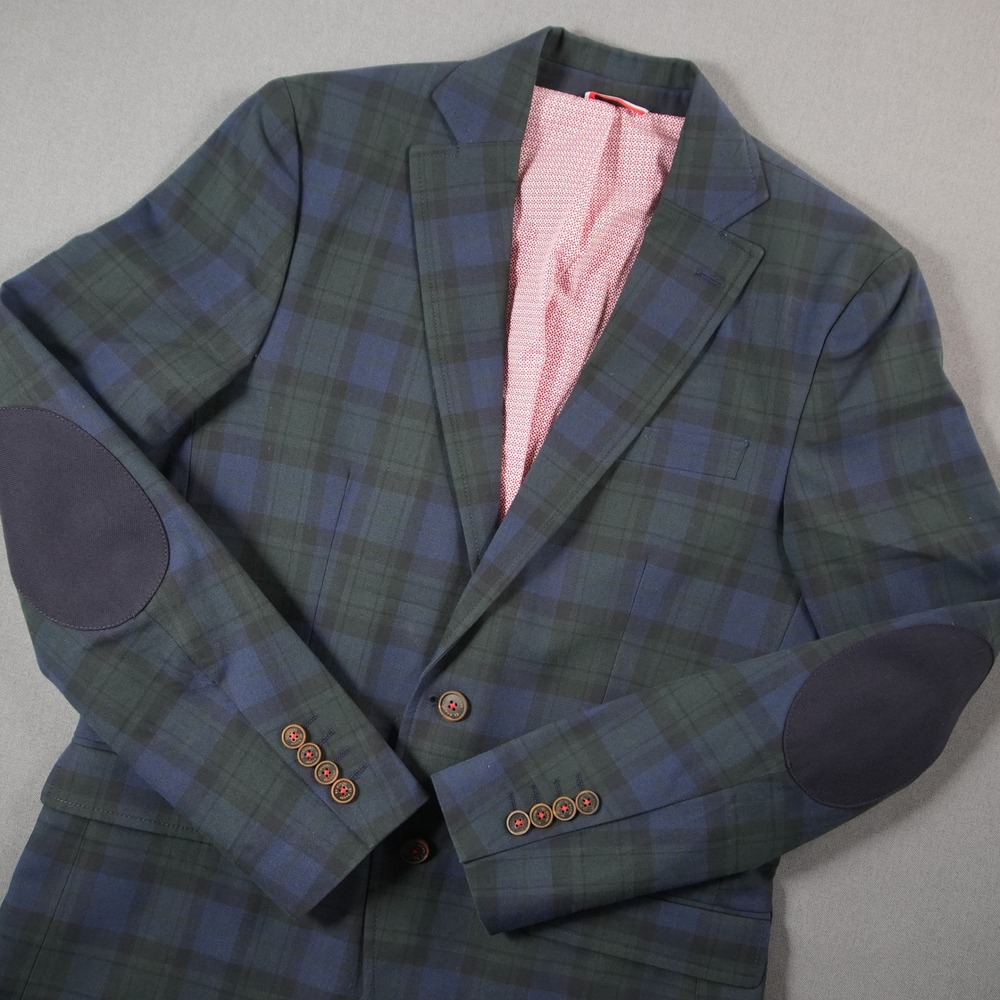 Watch Tartan Plaid Ivy League Elbo Patch El Ganso Mens Blazer US 38 Euro 48